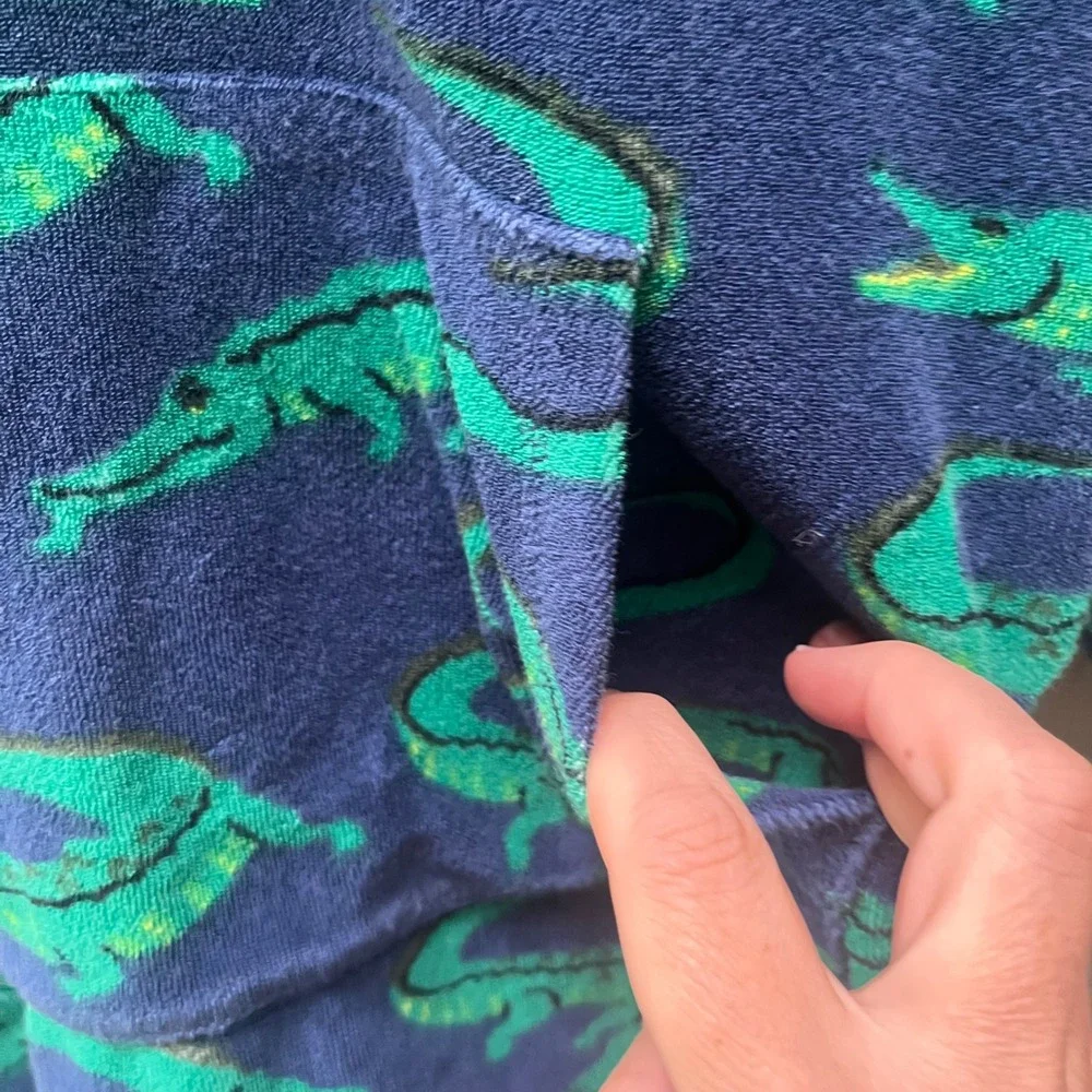 Mini Boden Kids Navy Blue Crocodile Print Towelling Hooded Cover Up 4-5Y 110cm